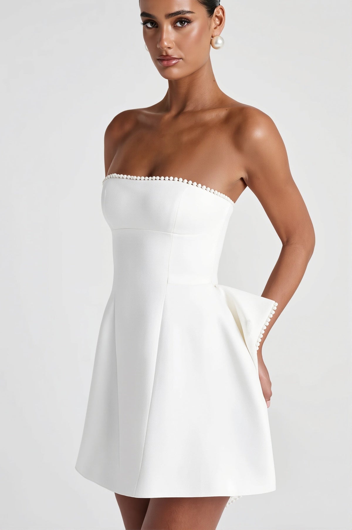 Strapless Crystal Trim Corset A-Line Mini Dress