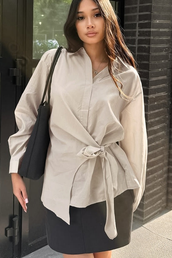 Loose Fit Collared Blouse - Fashionpara