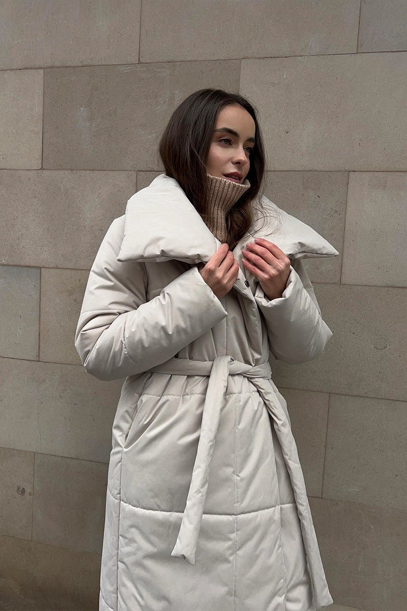 Long Stand Collar Relaxed Quilted Puffer Jacket 11
