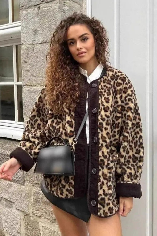 Leopard Print Sherpa Coat for Cozy and Stylish Comfort