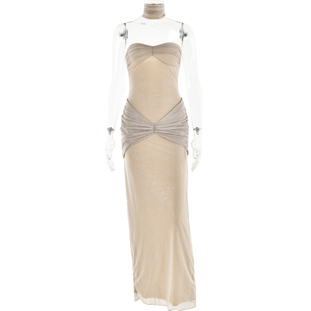 Strapless Ruffled Backless Party Dress