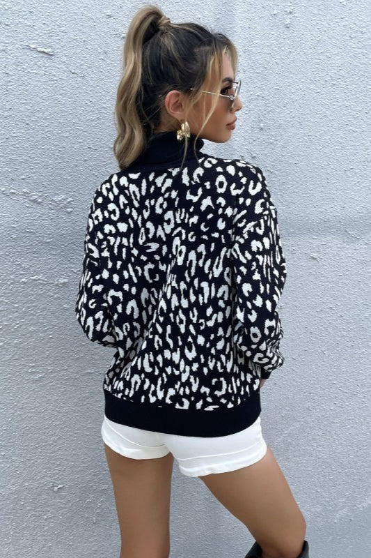 High Neck Jacquard Pullover Sweater 4