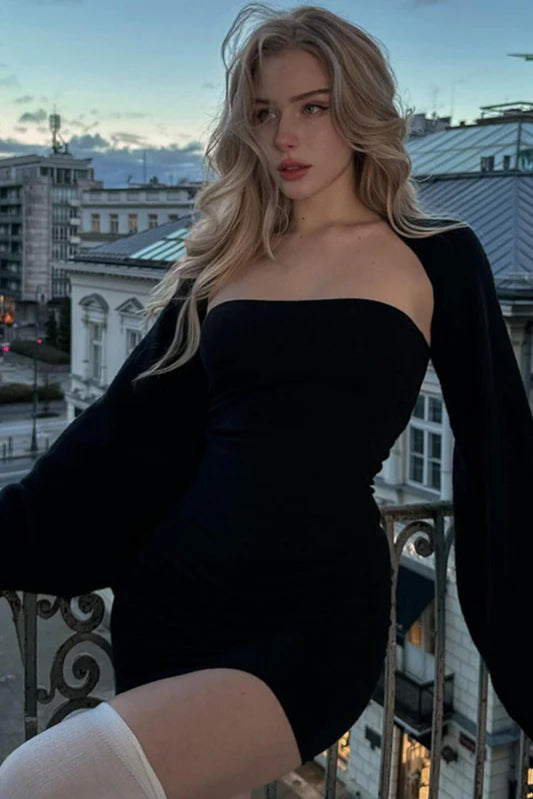 Fuzzy Knit Bustier Dress With Long Sleeve Cardigan Set Party Dress