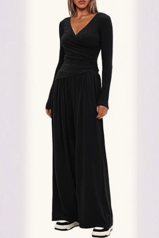 Effortless Wide Leg Pants Casual Comfort Two Piece Set