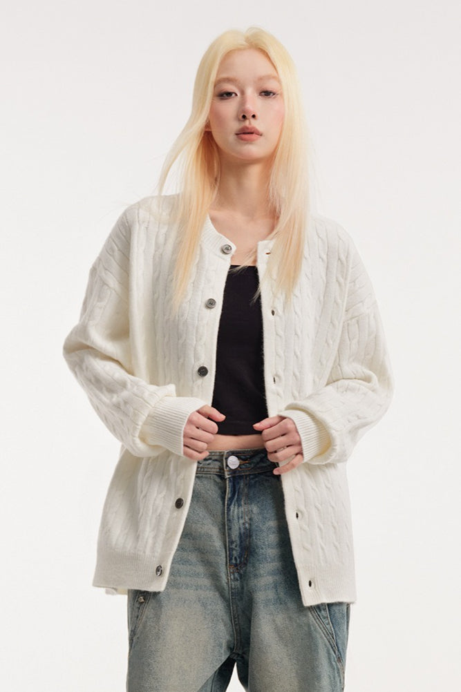 Relaxed Fit Cable Cardigan 8
