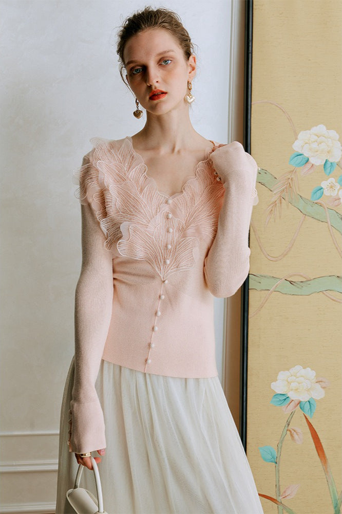 Feather Lace Detail Knit Top 8