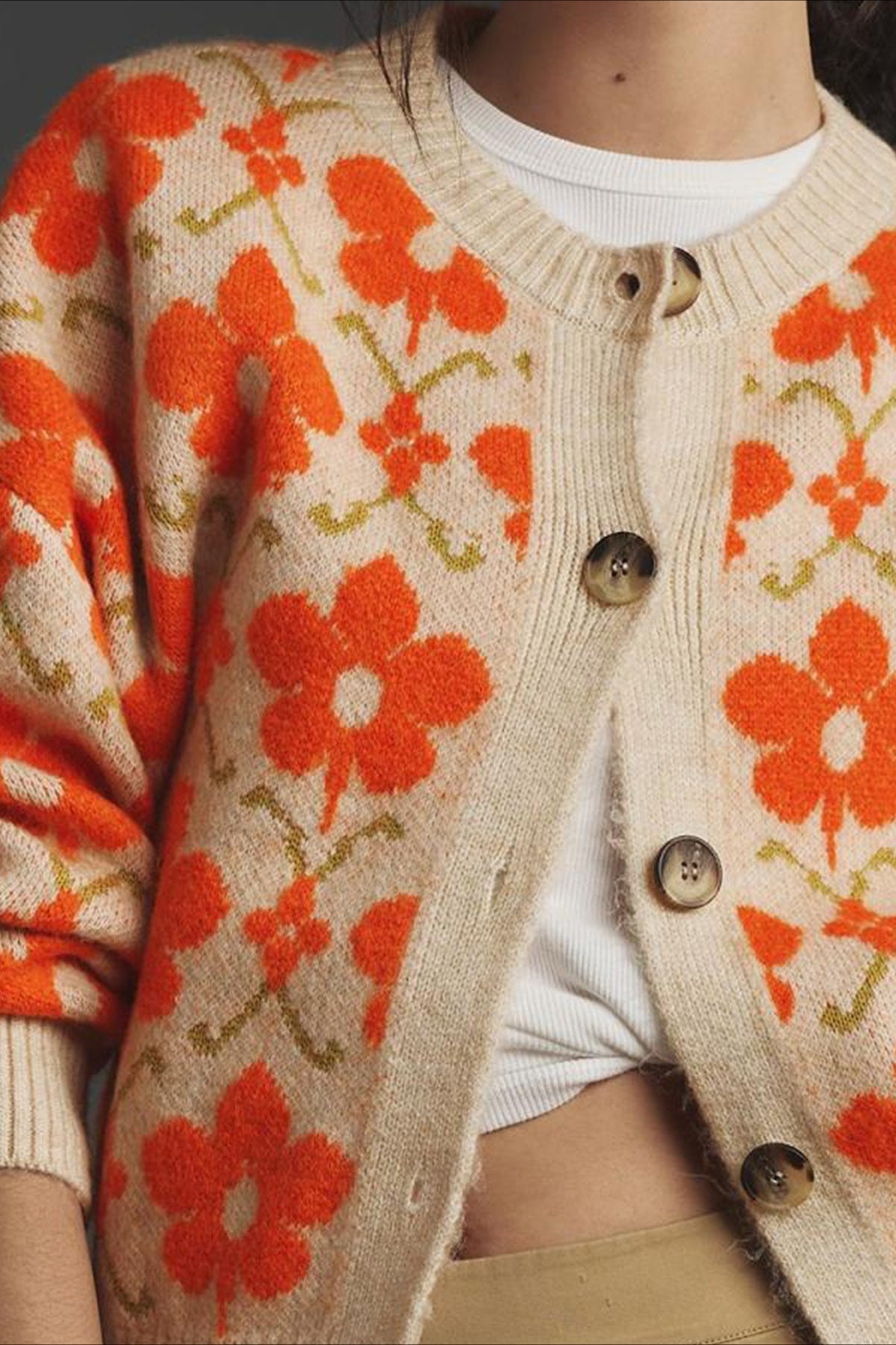 Floral Jacquard Long Sleeve Knit Cardigan 5