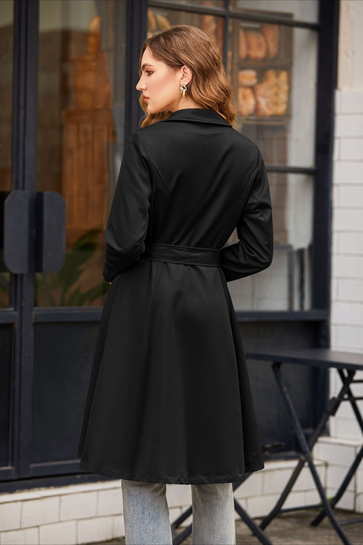 Slim Fit Belted Pocket Midi Overcoat