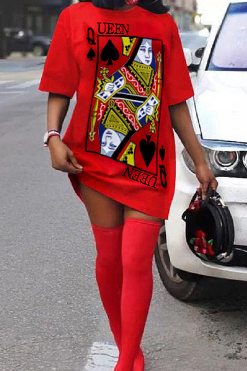 Plus Size Letter Print Short Sleeve Casual Mini Dress Fashionpara