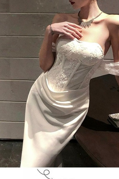 Romantic Strapless Mermaid Long Slim Bodycon Formal Dress