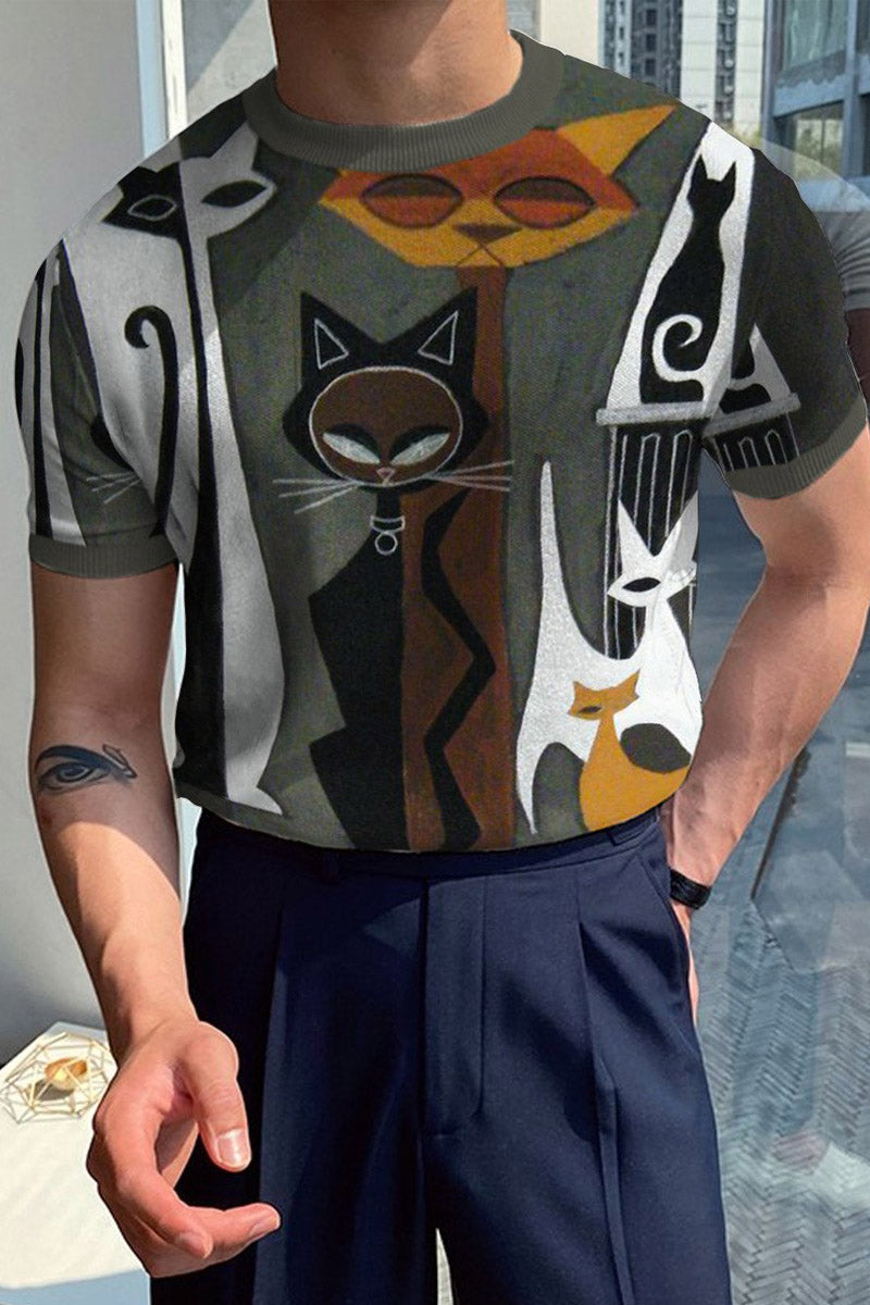 Men's Round Neck Knitted T-Shirt - Fashionpara