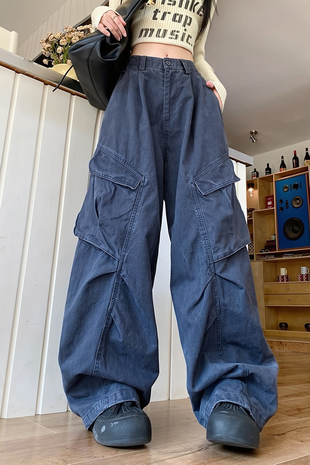 Oversized Patch Pocket Cargo Pants