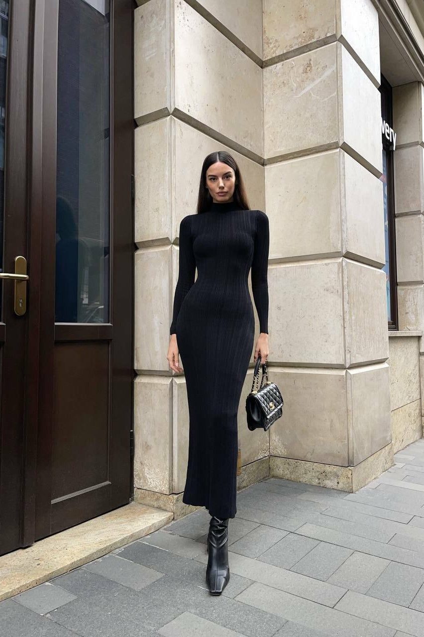 Vintage Long Sleeve Off Shoulder Maxi Dress