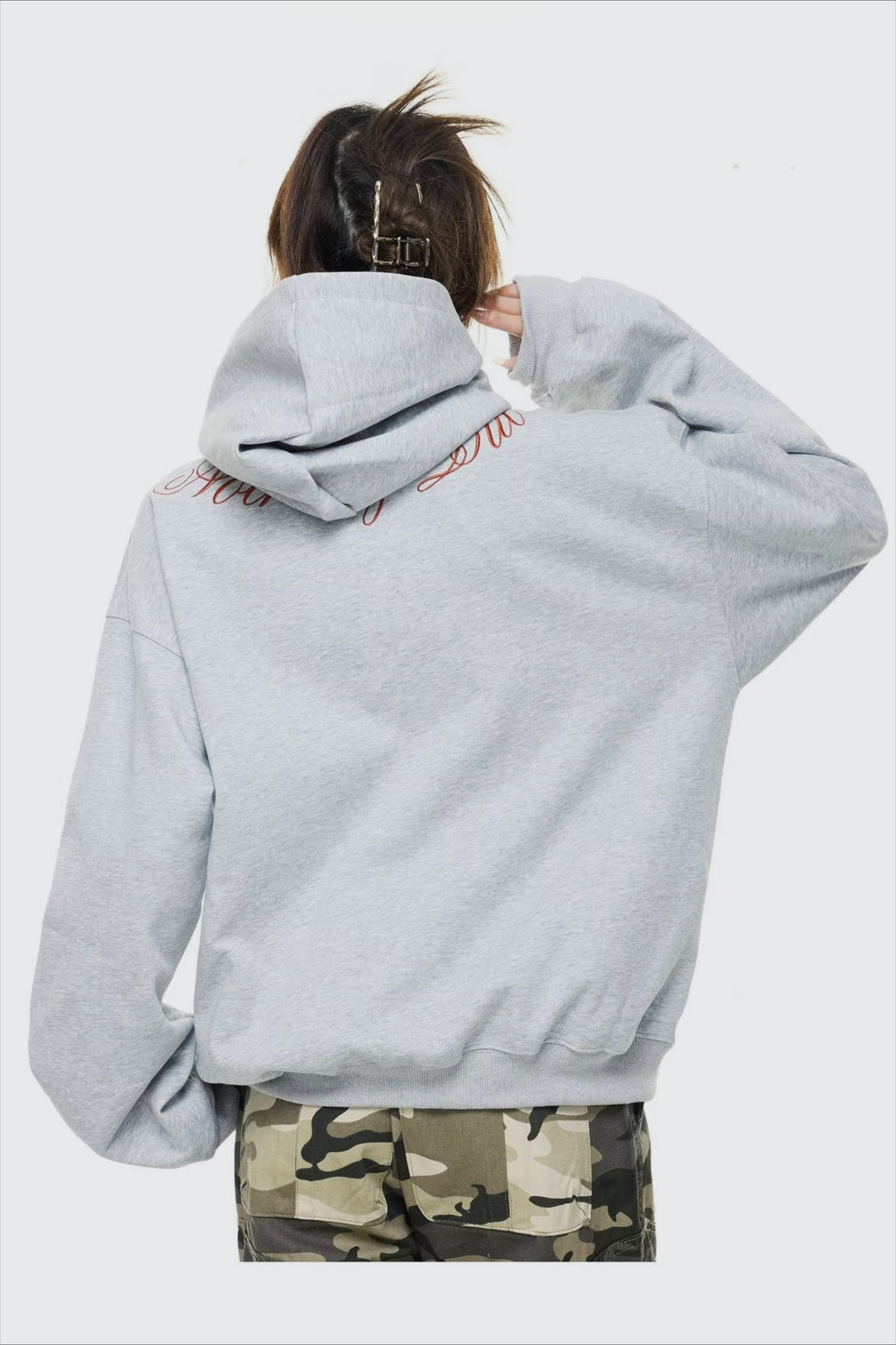 Embroidered Letter Oversized Hoodie