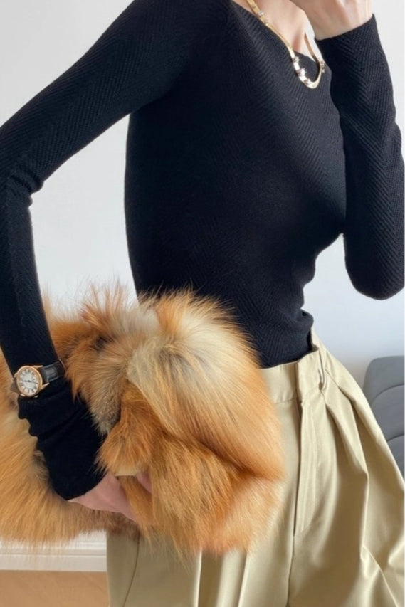Fine Gauge Wool Ripple Stitch Knit Top 7