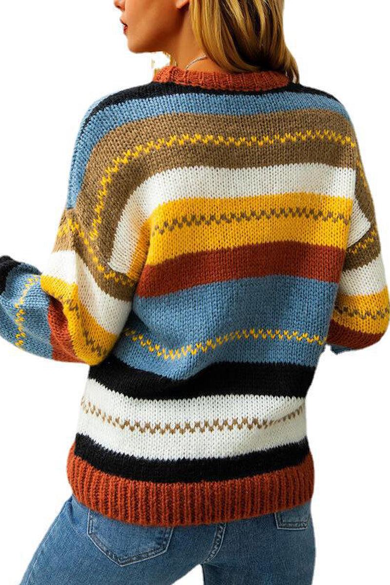 O-Neck Striped Sweater  Fashionpara