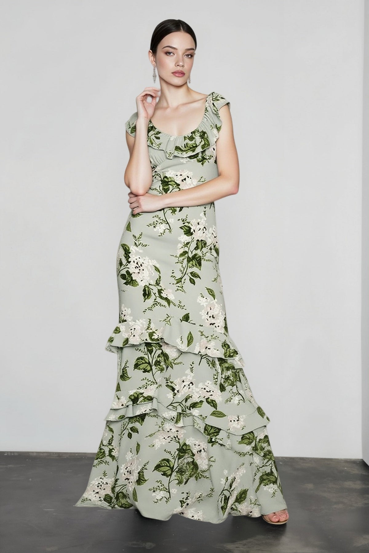 Floral Print Ruffle Strap Tiered Maxi Dress 6