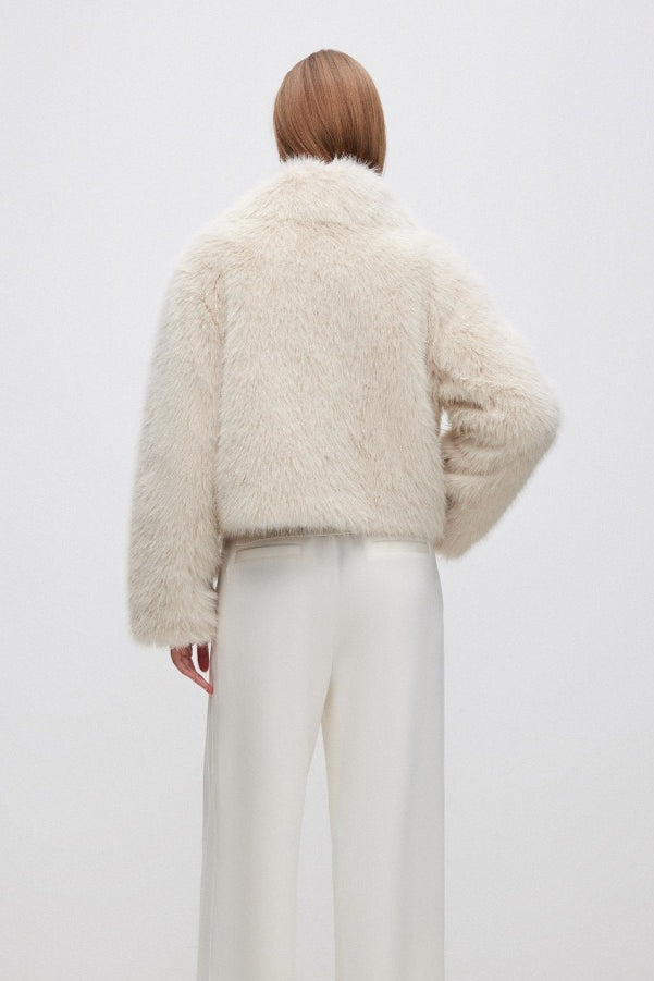 Plush Paneled Thick Warm Notch Collar Coat