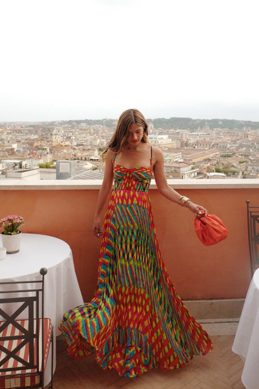 Printed Sweetheart Pleated Corset Dress 3
