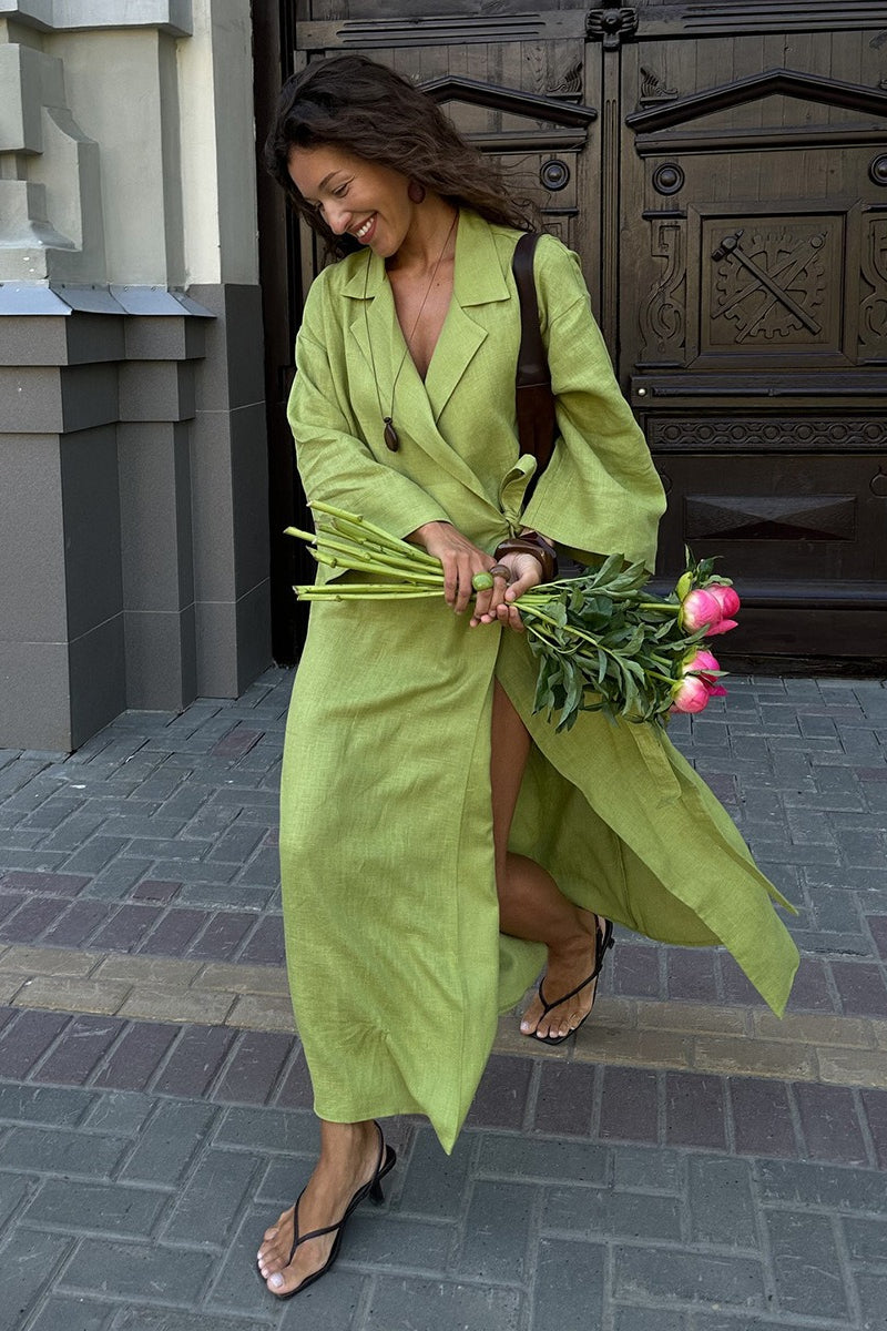 Long Sleeve Cotton Linen Shirt Coat 6