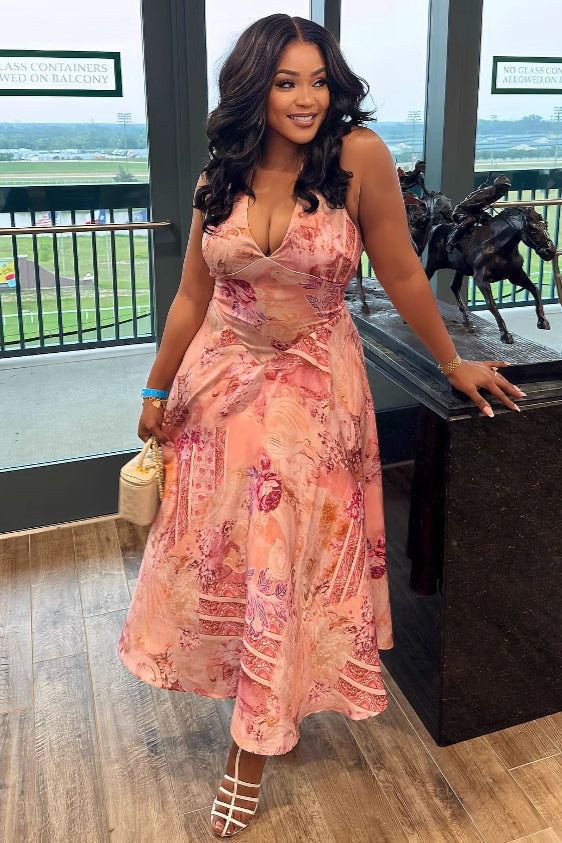 Paisley Print Halter Neck Fit & Flare Midi Dress 4