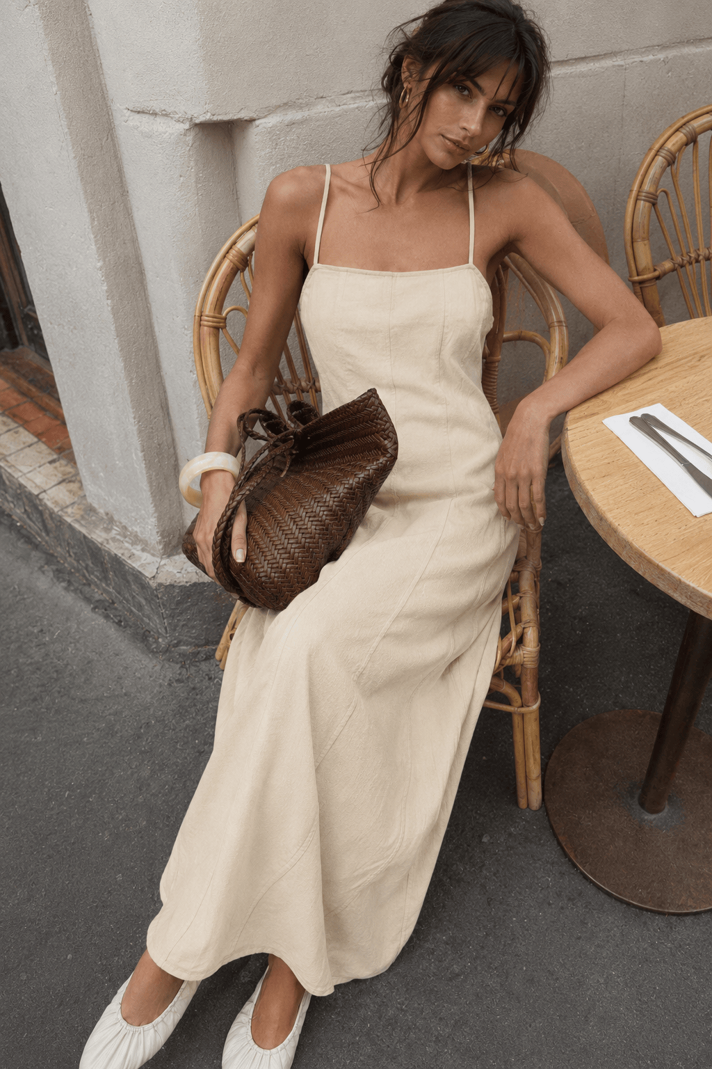 Linen Square Neck A-Line Maxi Dress 4