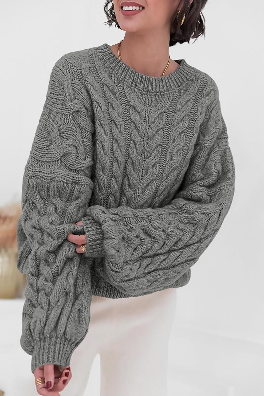 PrincessAce Vintage Chunky Knit Cable Sweater for Comfort