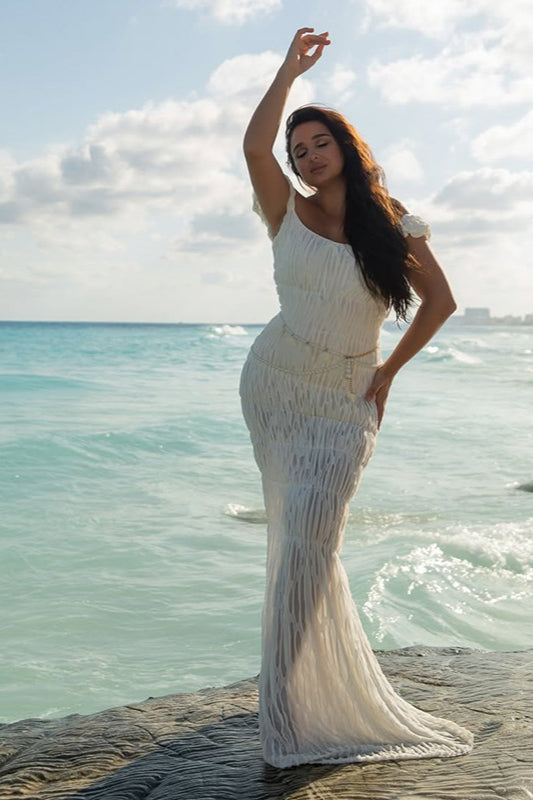 Textured Ruched Bodycon Maxi Dress