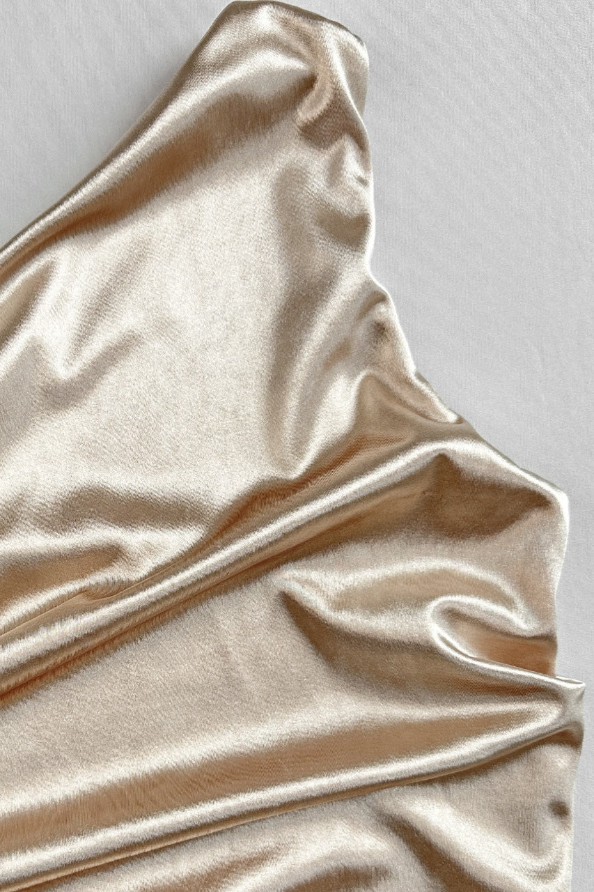 Satin One Shoulder Ruched Draped Mini Dress 5