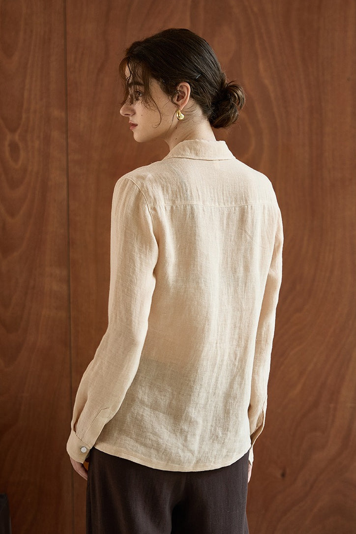 Minimalist Sheer Linen Blouse