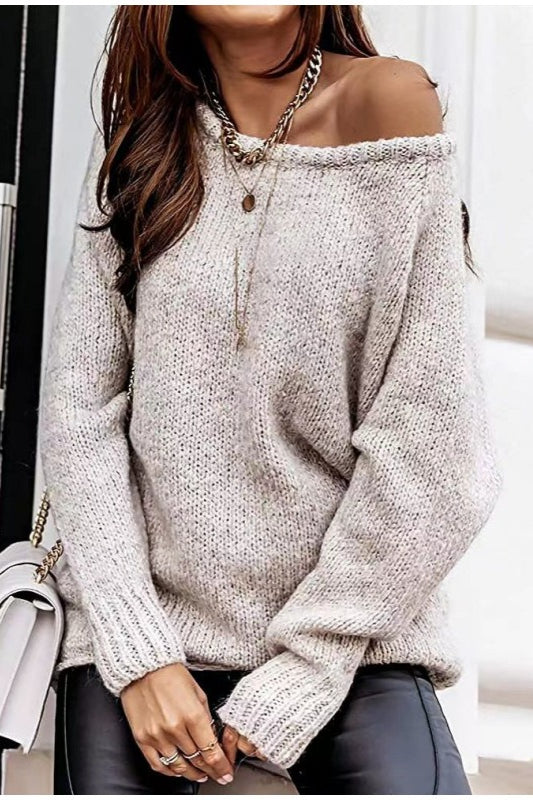 PrincessAce Off-Shoulder Loose Knit Sweater for Effortless Style