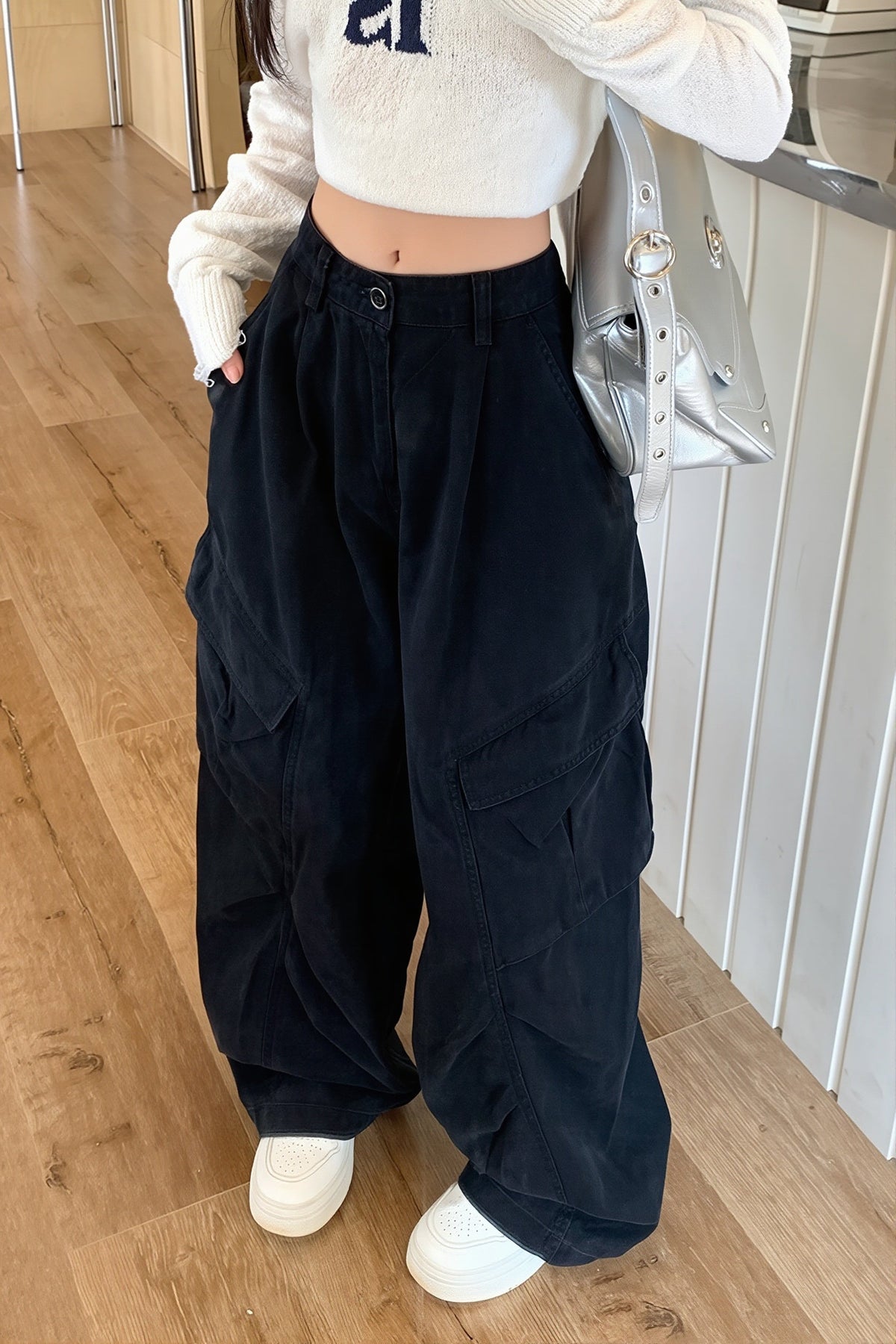 Oversized Patch Pocket Cargo Pants