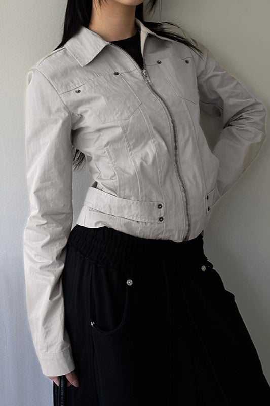 Zip Up Solid Color Utility Jacket 2