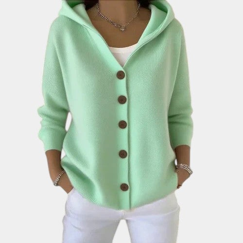 Hooded Button Front Long Sleeve Knit Cardigan 4