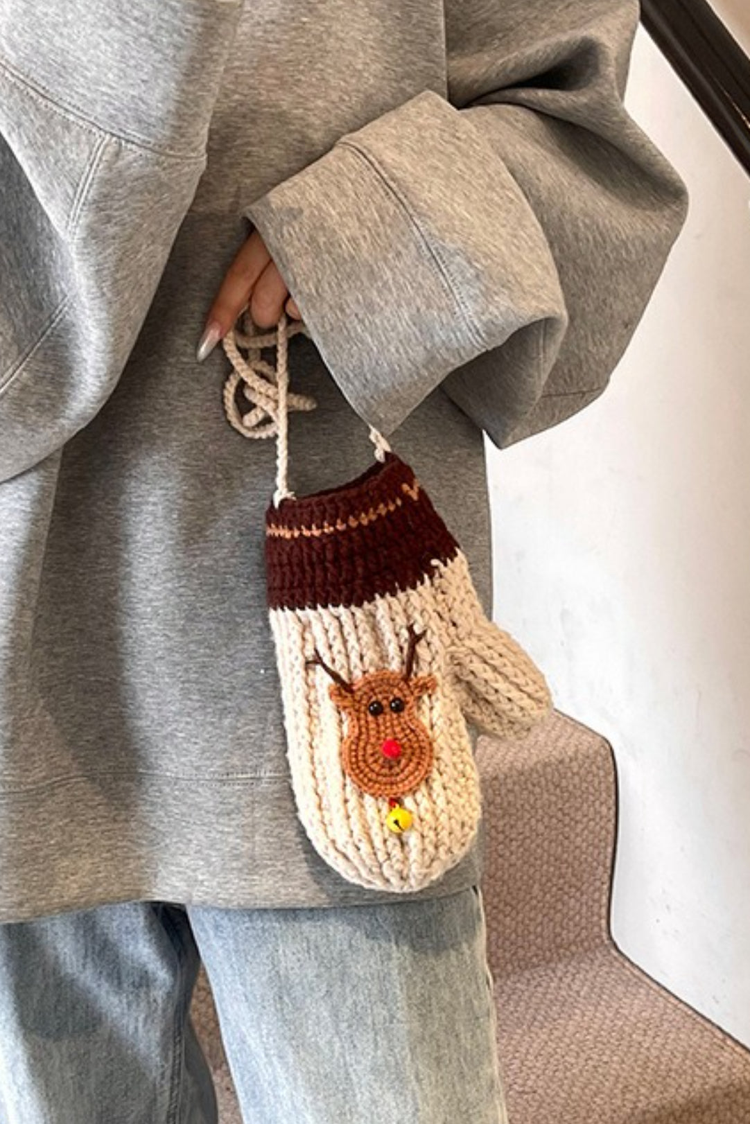 Crocheted Tree Reindeer Cute Crossbody Bag