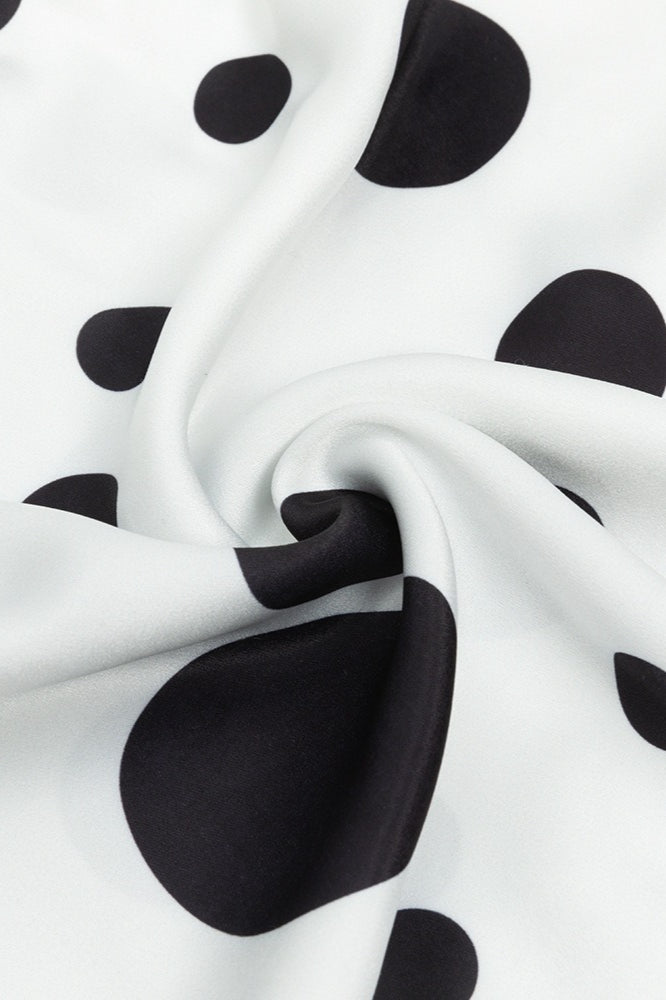 Polka Dot Spaghetti-Strap Ruched Satin Maxi Dress 5