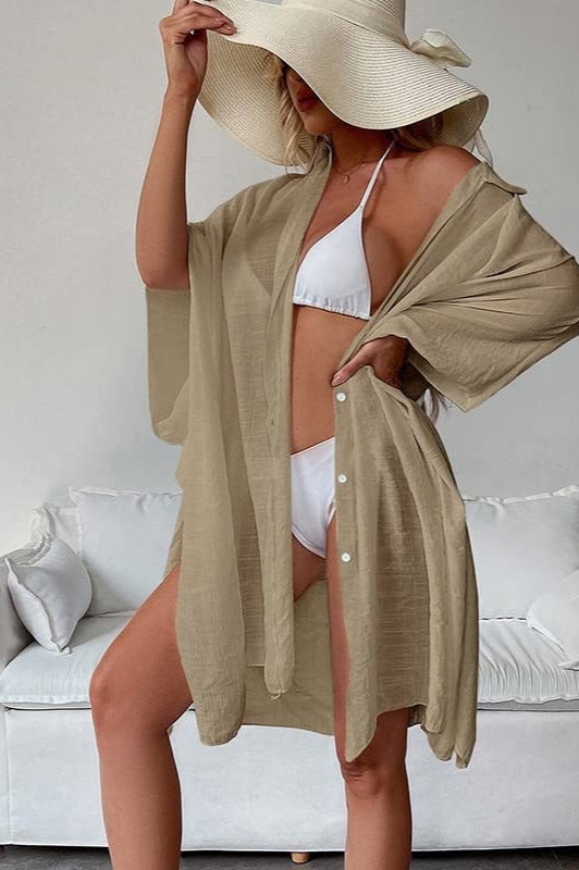 Elegant Batwing Sleeve Beach Cardigan for Stylish Comfort