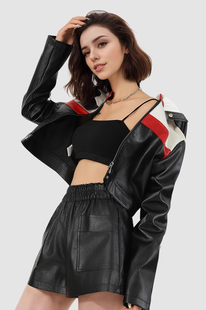 Cropped Bomber PU Coat - Stylish, Durable, and Versatile Wear