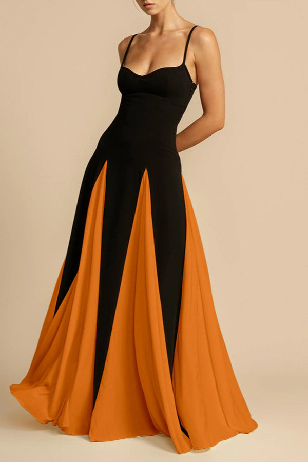 Two-Tone Sweetheart Spaghetti Strap A-Line Maxi Gown