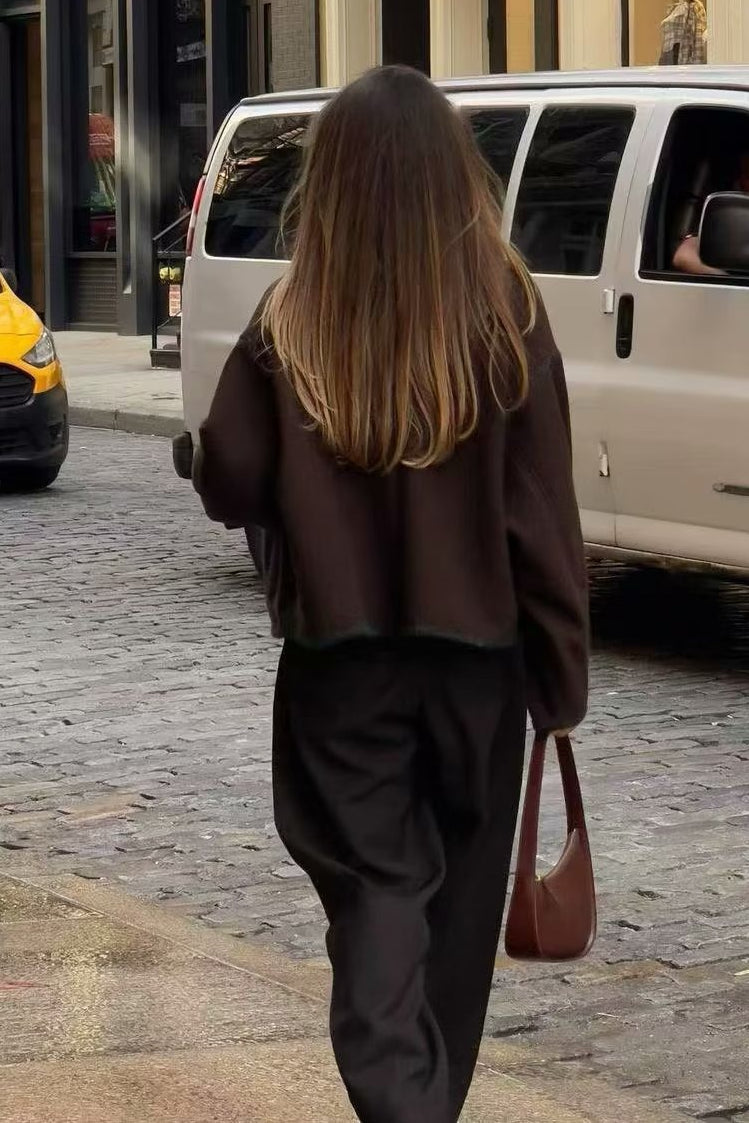 Wool Blend Colorblock Casual Coat 3