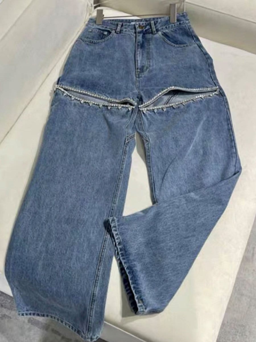 Hollow Out Jeans - Fashionpara