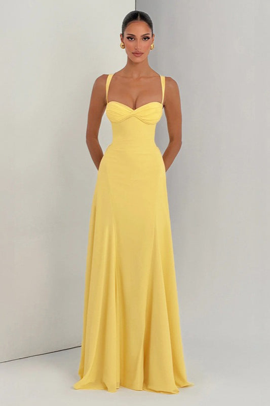 Sweetheart Neck Fit and Flare Maxi Gown