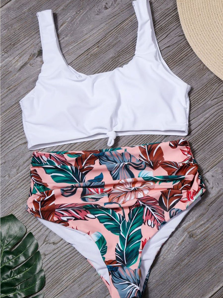 High Waist Floral Print Two pieces Swimsuit - Fashionpara