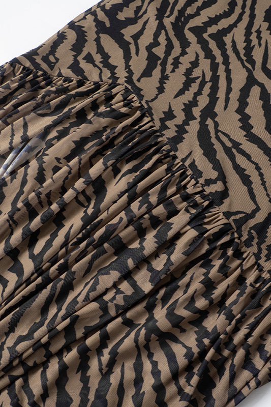 Animal Print Strapless High-Slit Maxi Dress