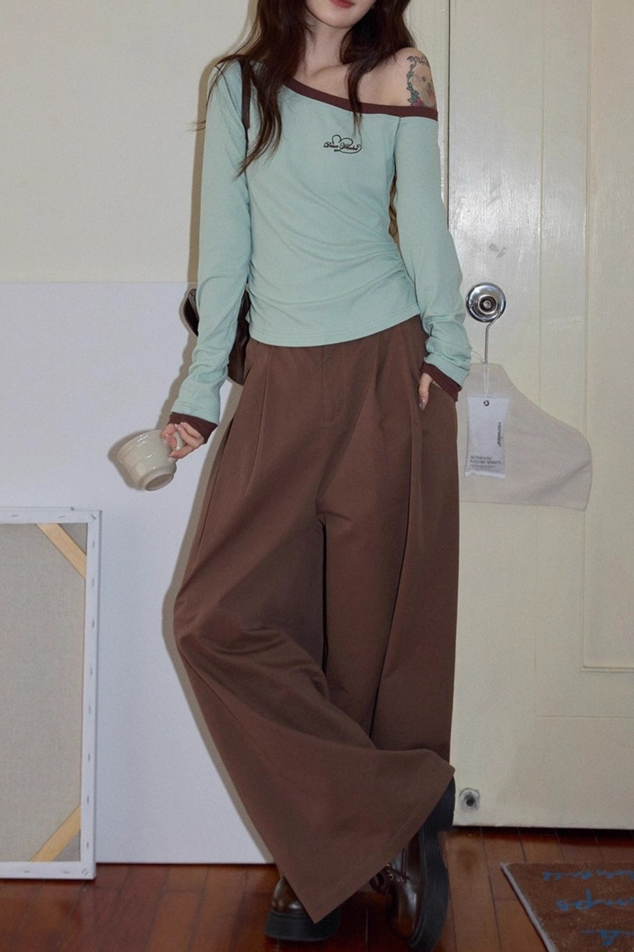 Tied Waist Asymmetric Knit Top