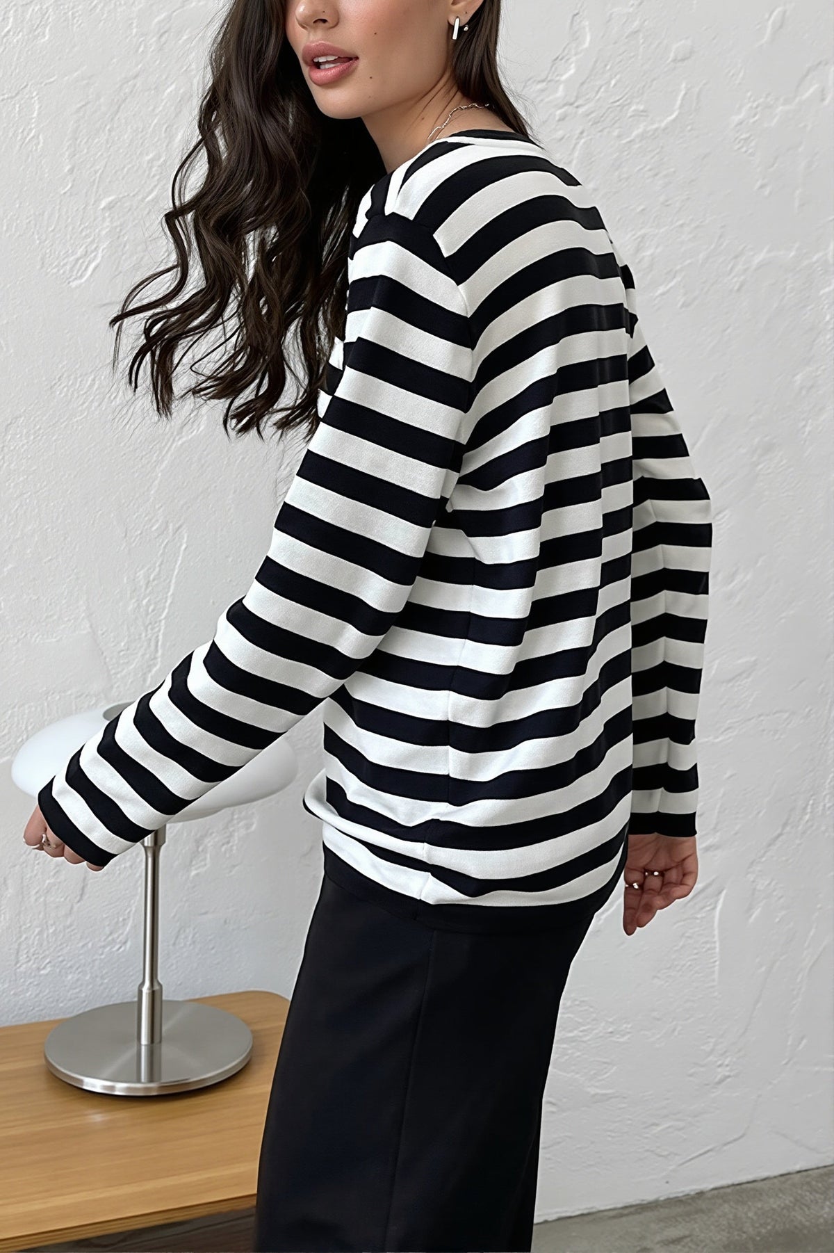 Classic Stripe Crew Neck Relaxed Sweater 8