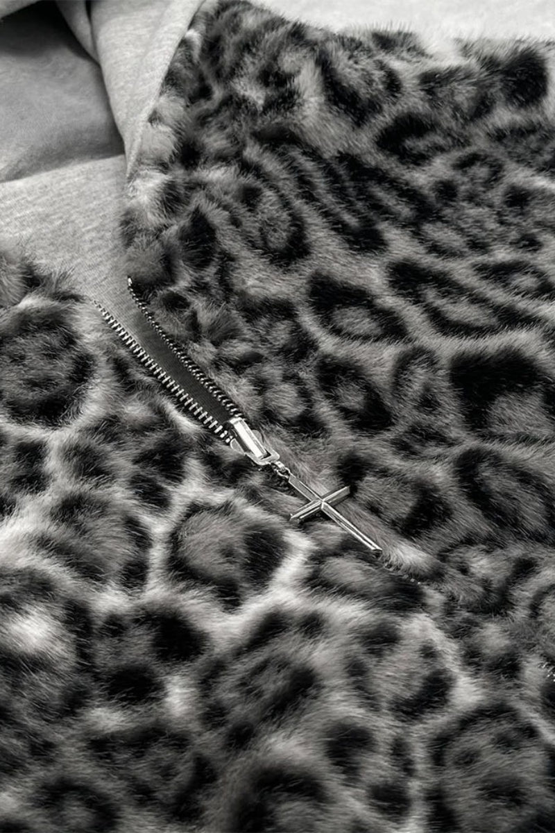Reversible Vintage Leopard Zipper Hoodie 3