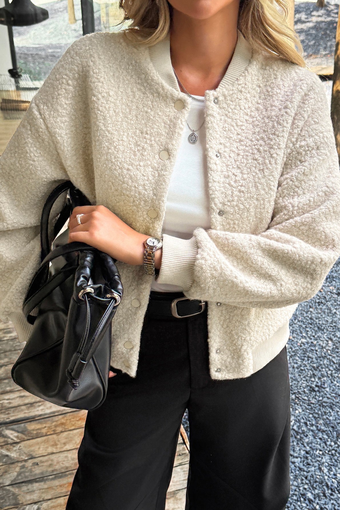 Holiday Style Long Sleeve Button Coat - Fashionpara