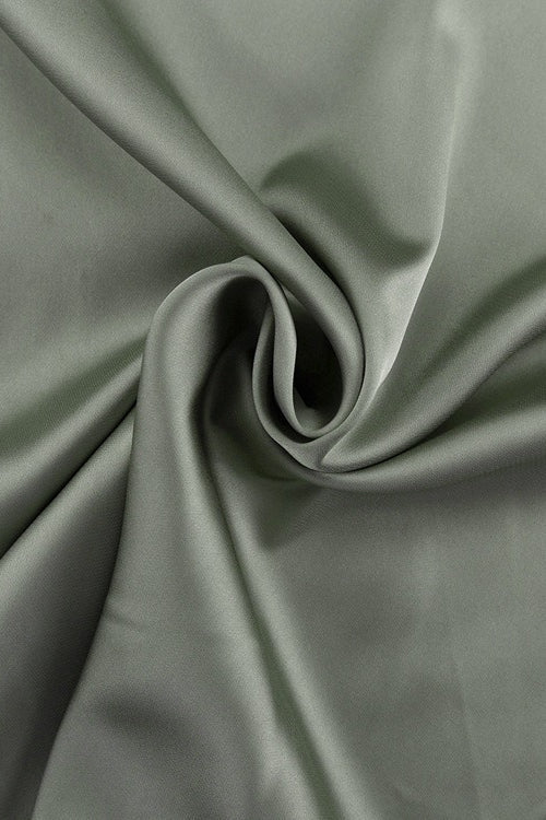 Satin Deep V-Neck Long Sleeve Flared Mini Dress