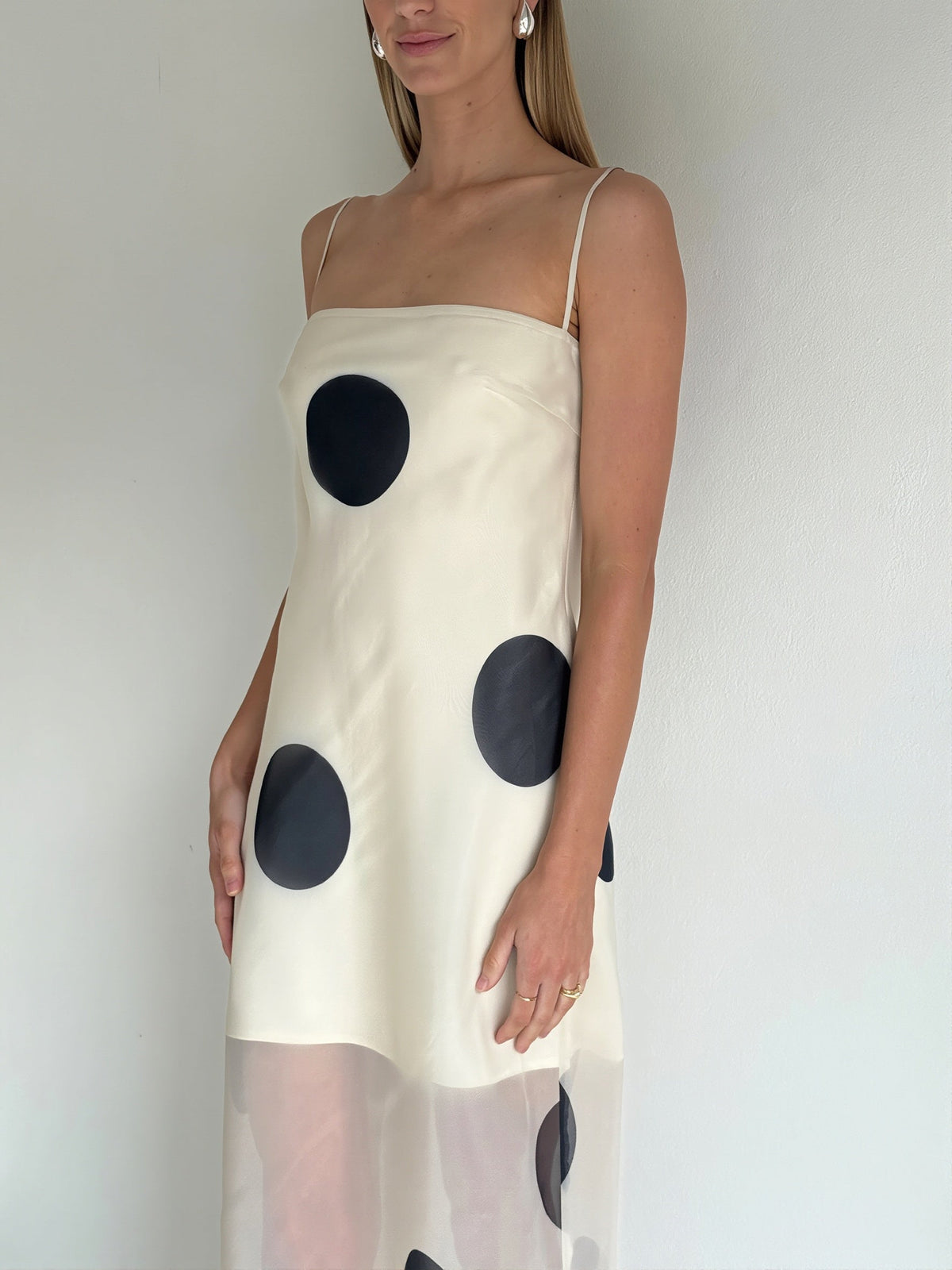 Polka Dot Sheer Strappy Slip Maxi Dress 10